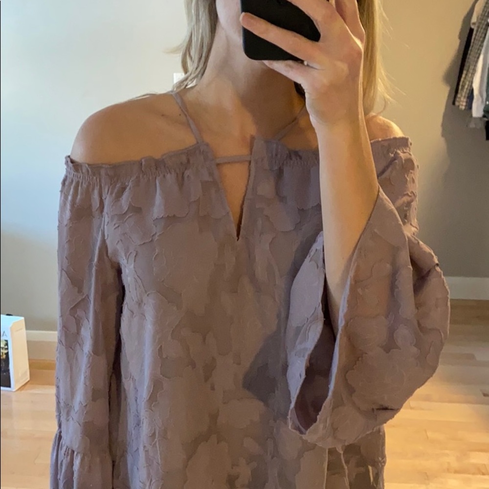 Purple off the shoulder blouse